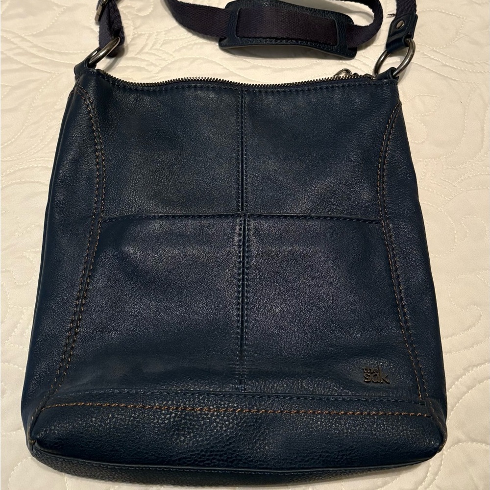 The Sak Dark Blue Leather Crossbody Bag